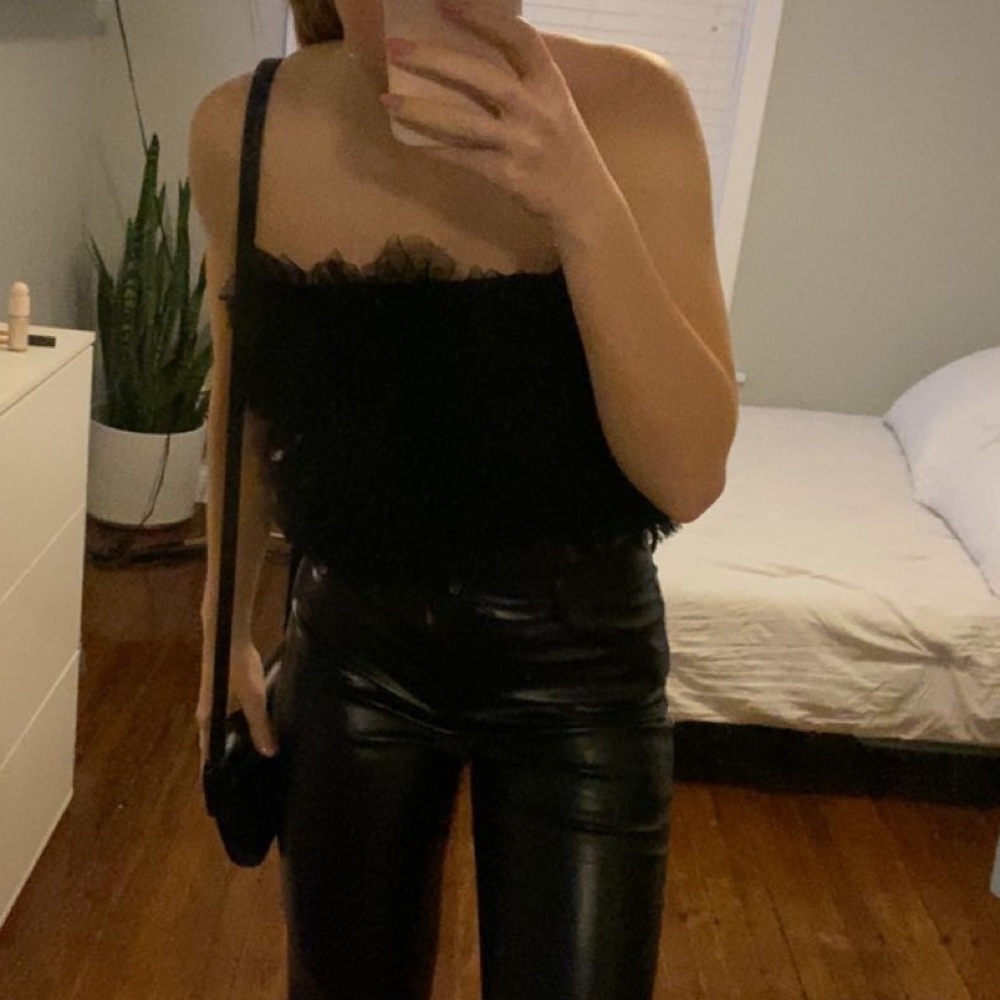 Black ruffle top